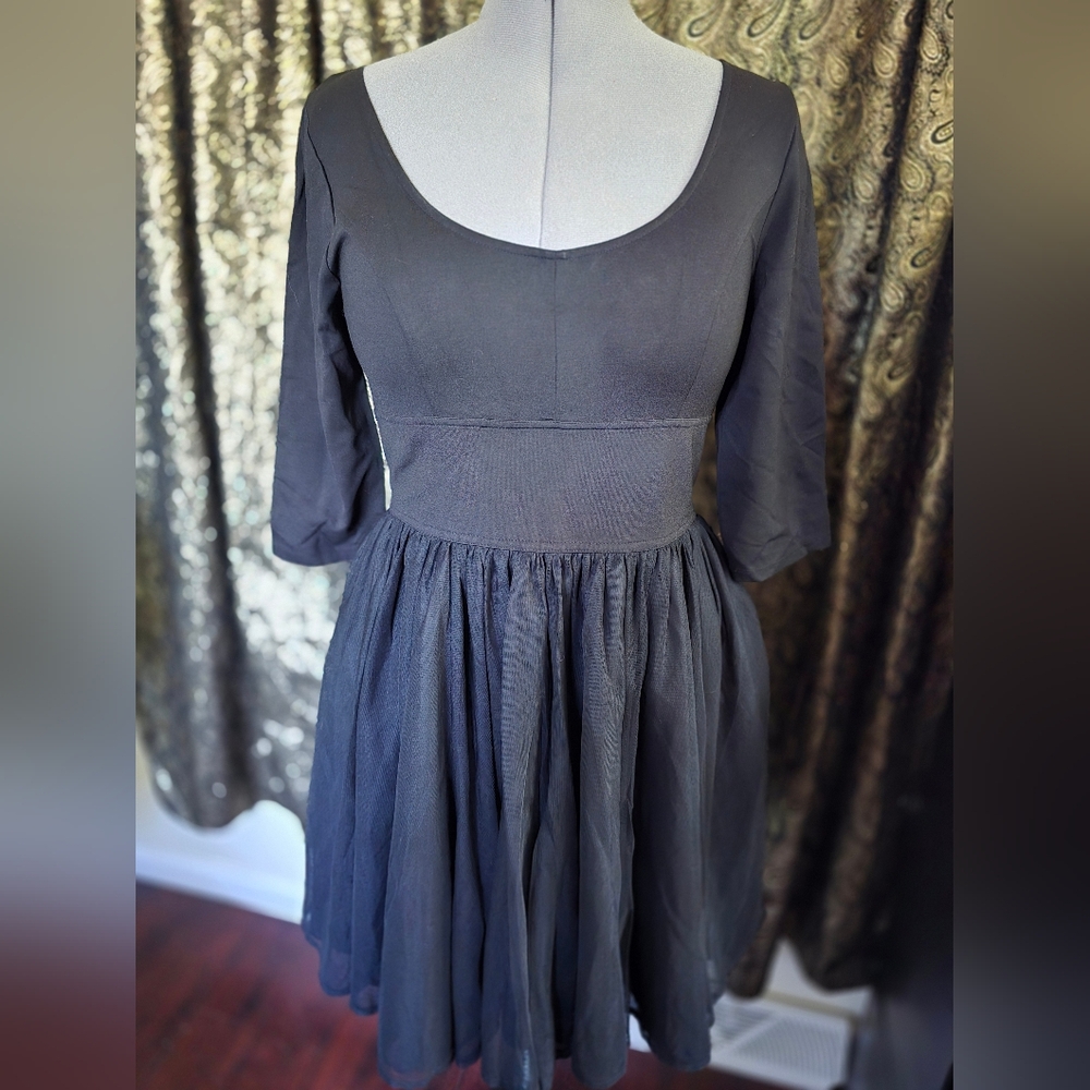 eShakti Black Midi Dress